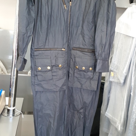 Vintage Gray Military Romper Flight Jumpsuit S 6 UTILTY Overall USA FLAG Patch - Picture 10 of 12